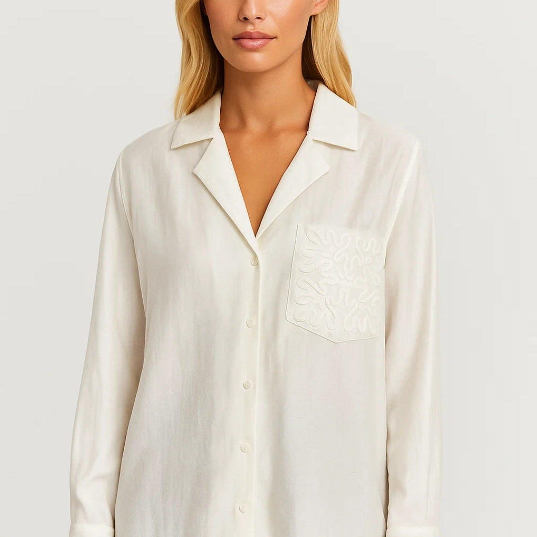 Minimalistische Blouse met Kraag en Relaxte Pasvorm