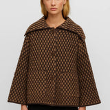 Oversized Cape Jas met Print en Knopen
