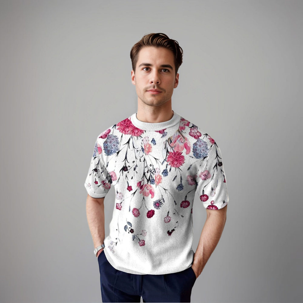 Damiano | Florale Korte Mouwen Shirt voor Heren