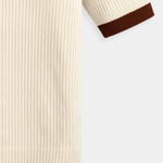 Lässige Polo Kleur Blok Geribbelde Kraag Gebreid Top
