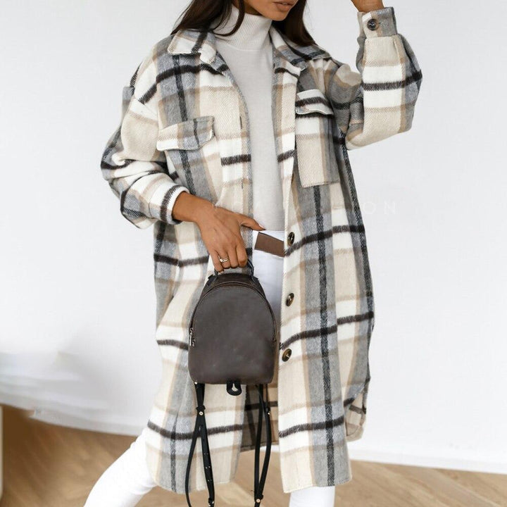 Carlotta™ Geruite Lange Shacket