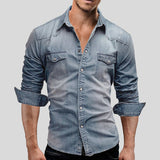Cedric | Heren Denim Shirt in Vintage Uiterlijk