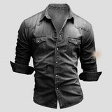 Cedric | Heren Denim Shirt in Vintage Uiterlijk