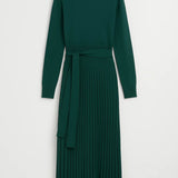 Elegante Midi Jurk met Lange Mouwen en Plooirok
