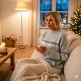 Dames Gebreide Wintertrui Met Scandinavisch Sneeuwvlokmotief