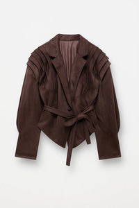 Elegante Blazer met Tailleband en Plooidetails