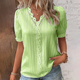 Poppy™ Dames Korte Mouwen Blouse