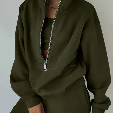Half™ Zip Sweater Set | Comfortabele Tweedelige Outfit | Trendy en Functioneel