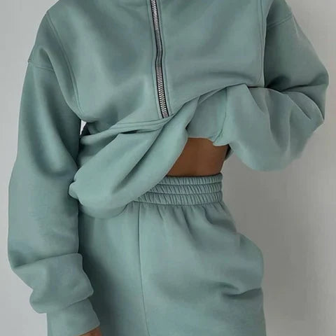 Half™ Zip Sweater Set | Comfortabele Tweedelige Outfit | Trendy en Functioneel