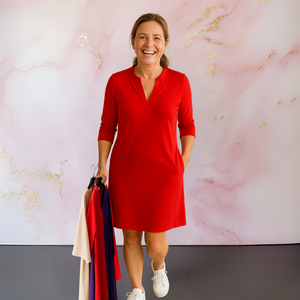 Hanneke™ Effen jurk met V-hals