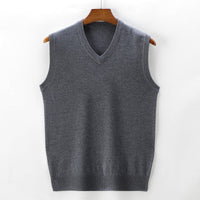 Klassieke Gebreide Spencervest met V Hals en Mouwloos Design