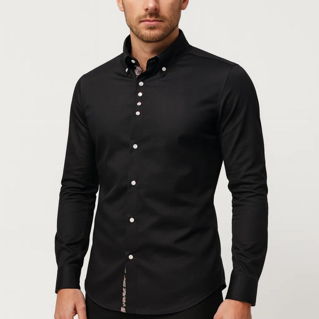 Heren Overhemd met Opstaande Kraag en Slim Fit