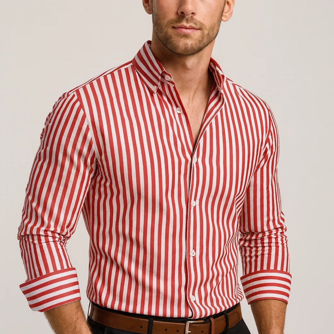 Heren Gestreept Overhemd Slim Fit Elegant