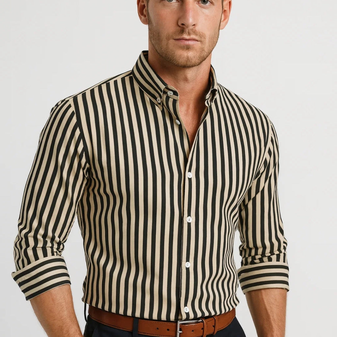 Heren Gestreept Overhemd Slim Fit Elegant