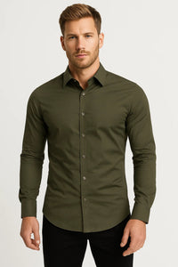Overhemd Heren - Slim Fit Overhemd met Lange Mouwen | Casual