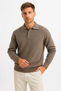Heren Polo Trui Lange Mouw Gebreid Elegant