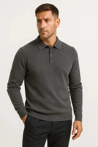 Heren Polo Trui Lange Mouw Modern Comfort