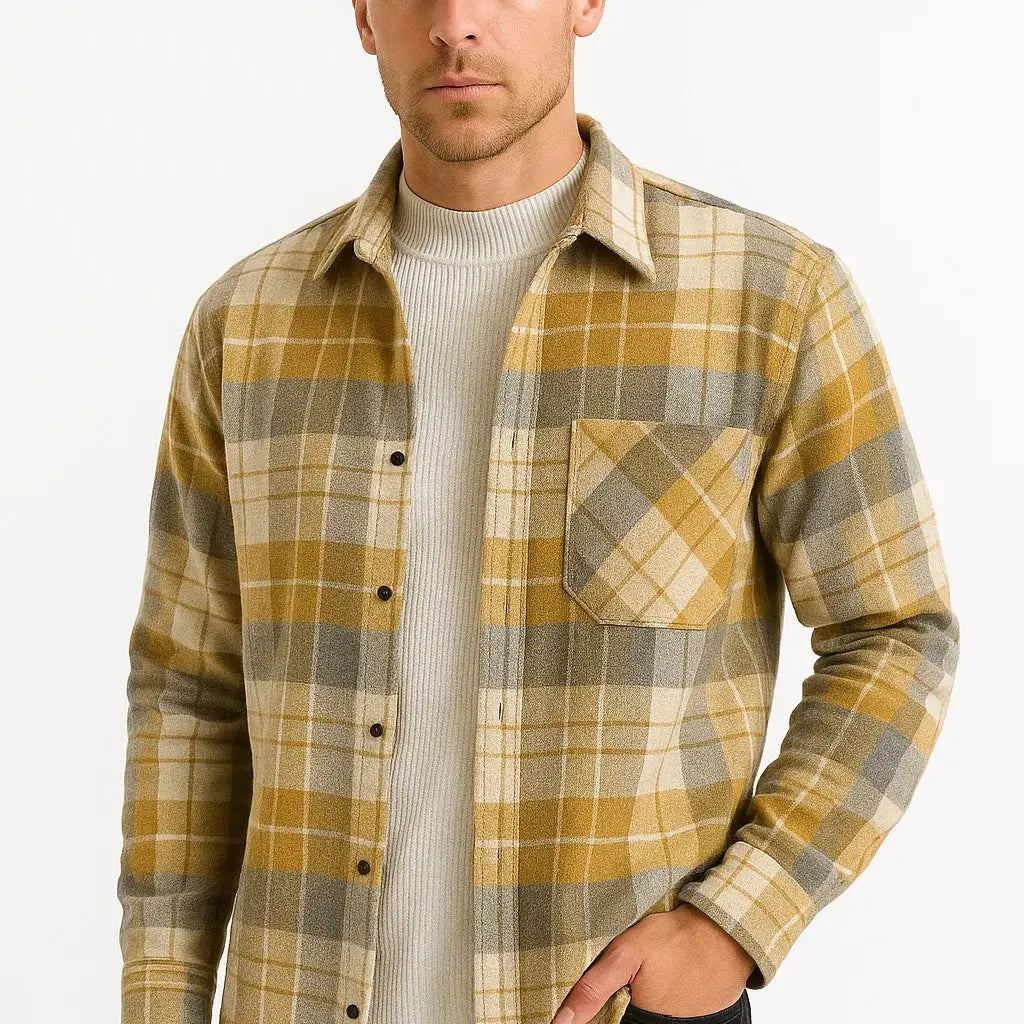 Heren Geruit Overhemd Flanel Casual Warm