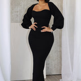 Amelia™ Elegante midi-jurk met lange mouwen
