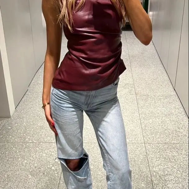 Mia | Rood Top in Bordeau