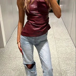 Mia | Rood Top in Bordeau