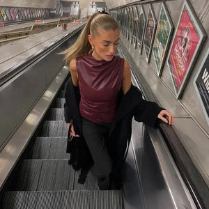 Mia | Rood Top in Bordeau