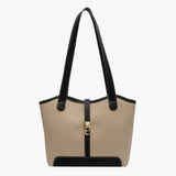 Amelia | Canvas Schouderhandtas met Lederen Details & Draaisluiting