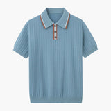 Theo | Zomer Gebreide Poloshirt met Contrastkraag