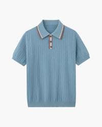 Theo | Zomer Gebreide Poloshirt met Contrastkraag