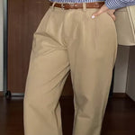 Ava | Plissé High-Waist Baggy Broek met Ceintuur