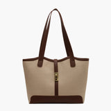 Amelia | Canvas Schouderhandtas met Lederen Details & Draaisluiting