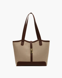 Amelia | Canvas Schouderhandtas met Lederen Details & Draaisluiting