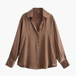 Satin-Stijl Damesblouse met Knopsluiting – Elegant, Vloeiend & Tijdloos