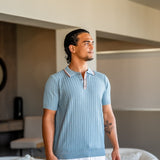 Theo | Zomer Gebreide Poloshirt met Contrastkraag
