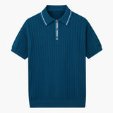 Theo | Zomer Gebreide Poloshirt met Contrastkraag