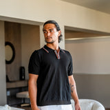 Theo | Zomer Gebreide Poloshirt met Contrastkraag