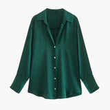 Satin-Stijl Damesblouse met Knopsluiting – Elegant, Vloeiend & Tijdloos