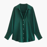 Satin-Stijl Damesblouse met Knopsluiting – Elegant, Vloeiend & Tijdloos