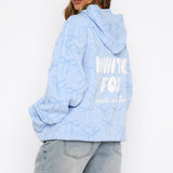 Vol. 1 Oversized Geprinte Hoodie Blauwe Strik – Comfortabel, Speels en Stijlvol