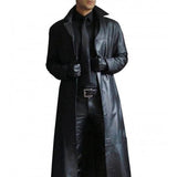 Tijn™ Heren Lange Leren Trenchcoat
