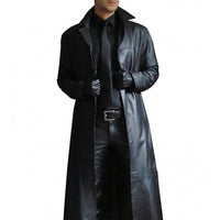Tijn™ Heren Lange Leren Trenchcoat