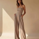 Elegante strapless jumpsuit voor dames – Wijd gesneden voor de zomer