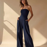Elegante strapless jumpsuit voor dames – Wijd gesneden voor de zomer