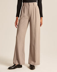 Isabell | Modieuze broek in taupe met wijde pijpen