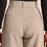 Isabell | Modieuze broek in taupe met wijde pijpen