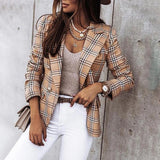 Sanneke™ Getailleerde Damesblazer met Ruitmotief