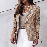 Sanneke™ Getailleerde Damesblazer met Ruitmotief