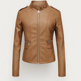 Dames Imitatie Leren Jas Met Ritssluiting