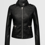 Dames Imitatie Leren Jas Met Ritssluiting