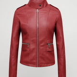 Dames Imitatie Leren Jas Met Ritssluiting